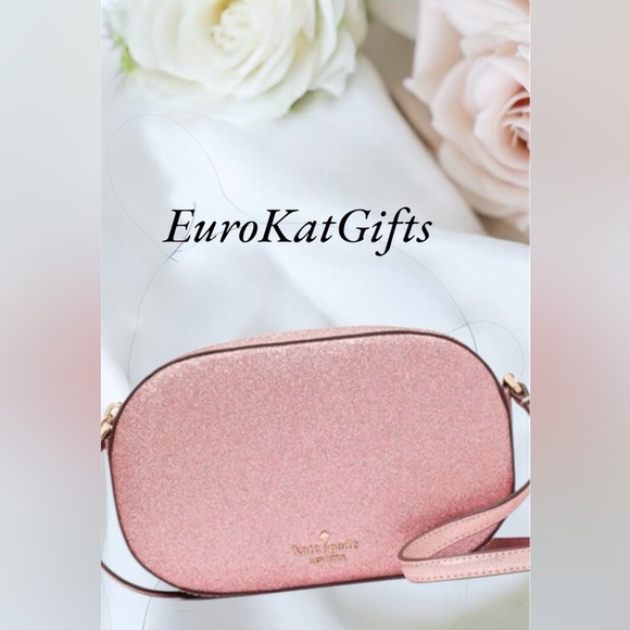 kate spade Handbags - NEW KATE SPADE Glitter Crossbody Bag Mitten Pink Gold accents cc slots zips